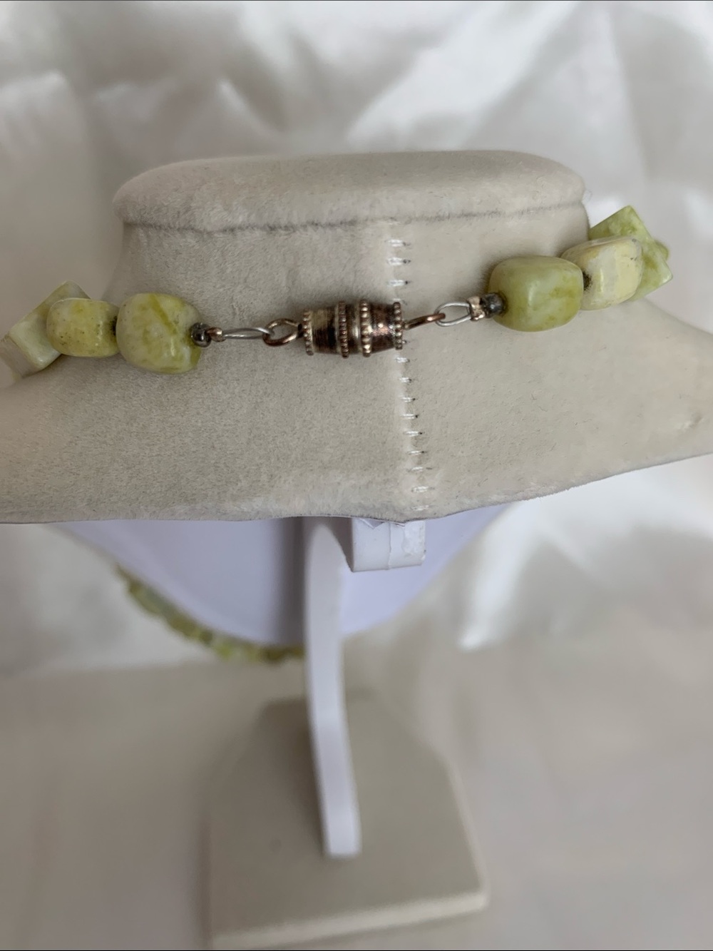 Vintage Genuine Serpentine Gemstone Necklace - Women Jewelry - Picture 3 of 7